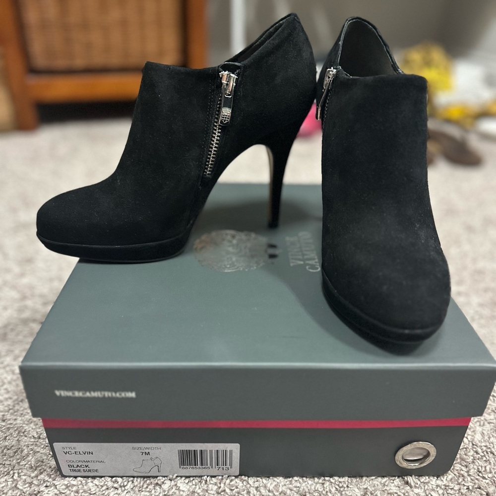 Vince Camuto Black Suede Heeled Boots